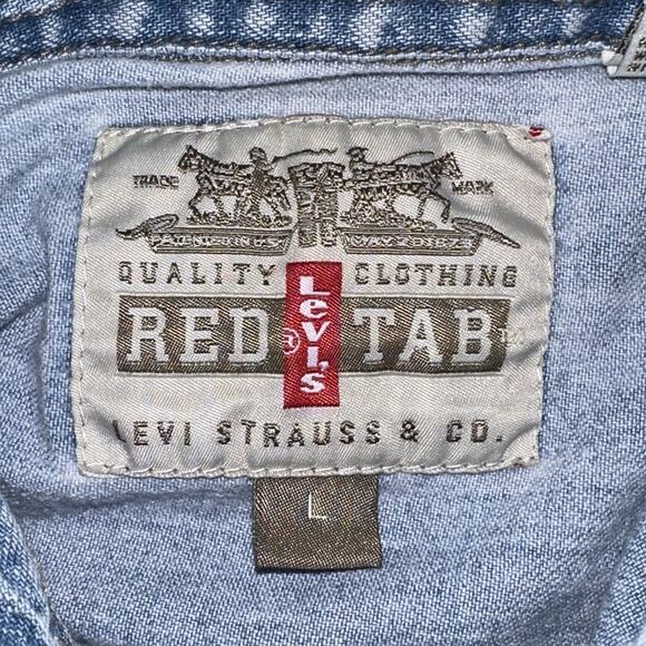 LEVIS RED TAB Men's Blue Demin Long Sleeve Shirt L 0619 - Picture 5 of 7